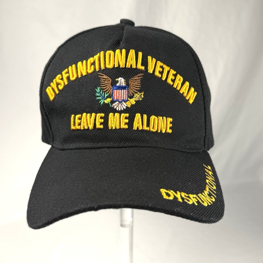 Black Dysfunctional Veteran "Leave‎ Me Alone" Embroidered Cap Hat